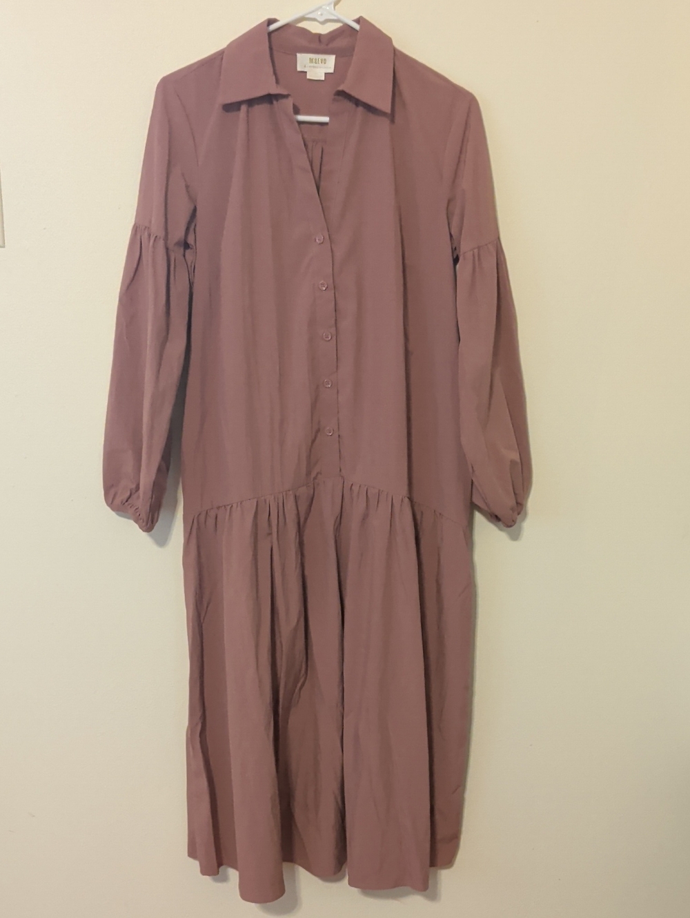 Maeve By Anthropologie Mauve Button-Front Taffeta Tiered Midi Dress